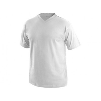 Pánske tričko CXS DALTON, výstrih do V, biela